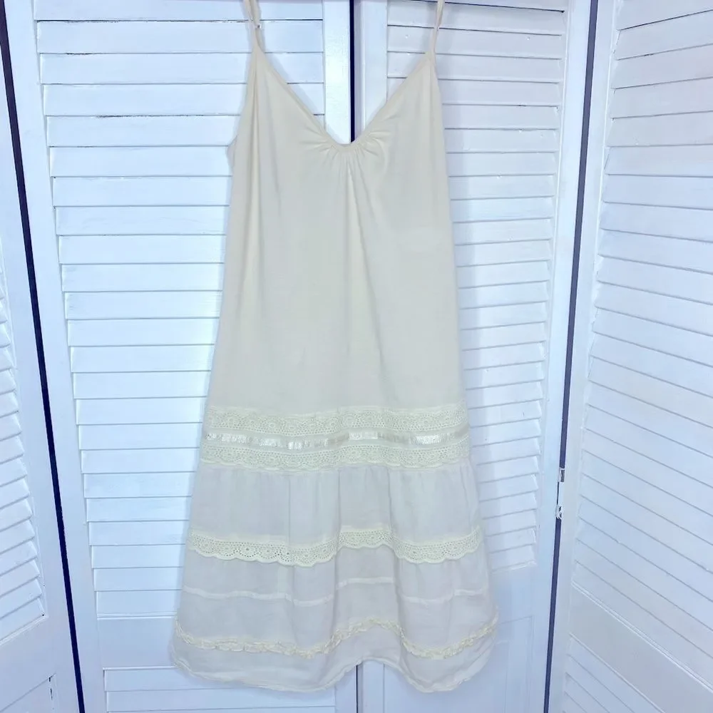 Cream V-Neck Dress